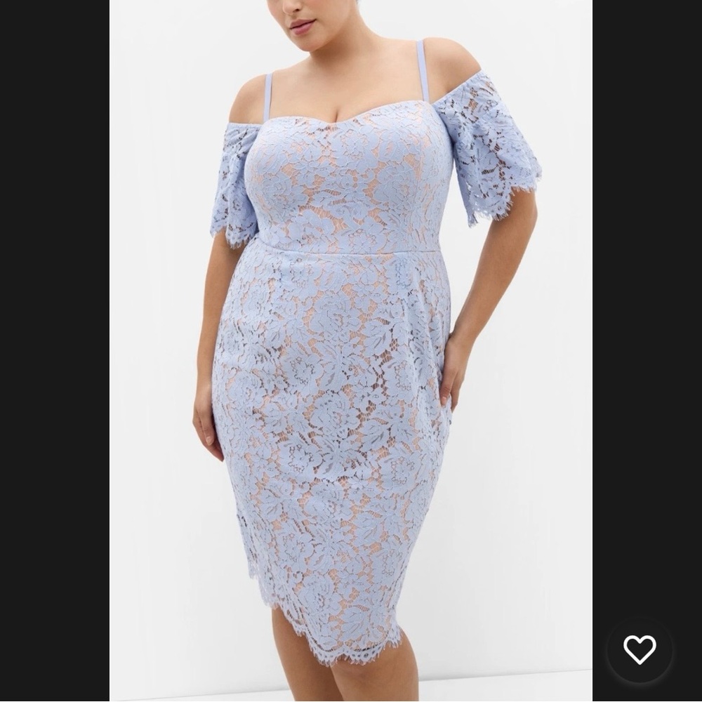 City Chic Whisper‎ Scalloped Sweetheart Lace Bridal Wedding Dress 20 Powder Blue